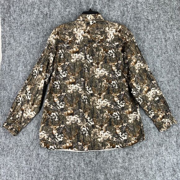 North River Shirt Mens Large Brown Camo Flannel Button Up Collared - Picture 2 of 7